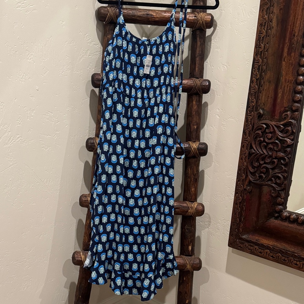 J. Crew Navy and Blue Floral Dress